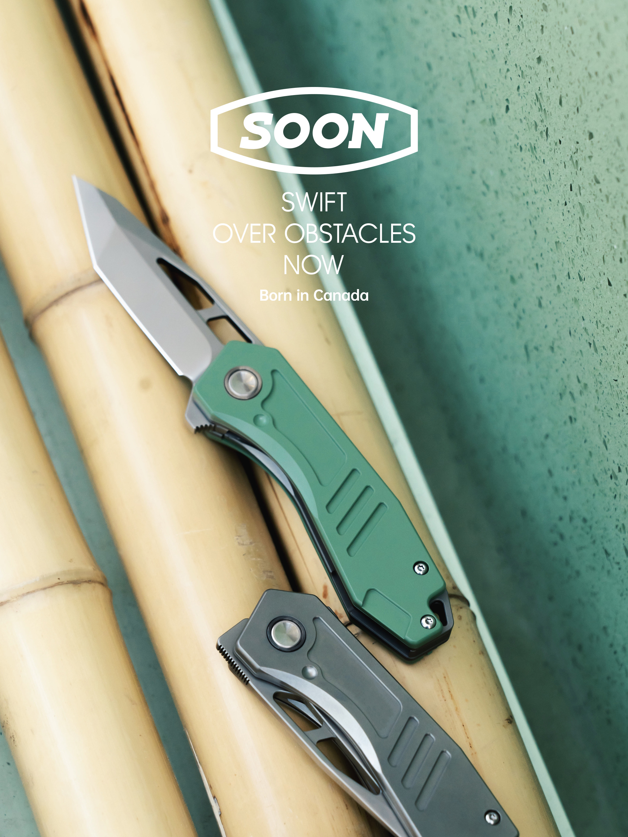 Green SOON knife on bamboo