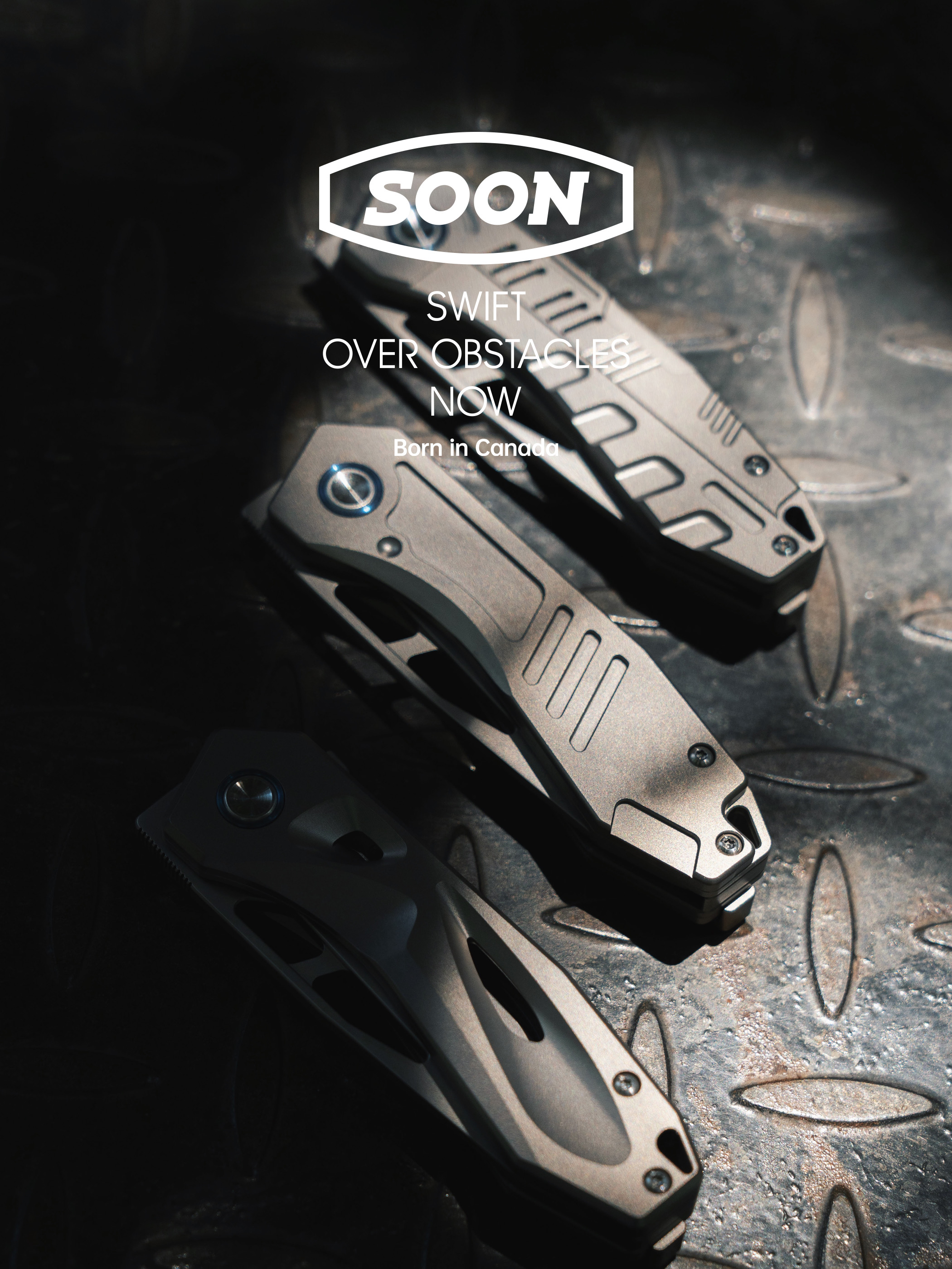 SOON knife collection on metal