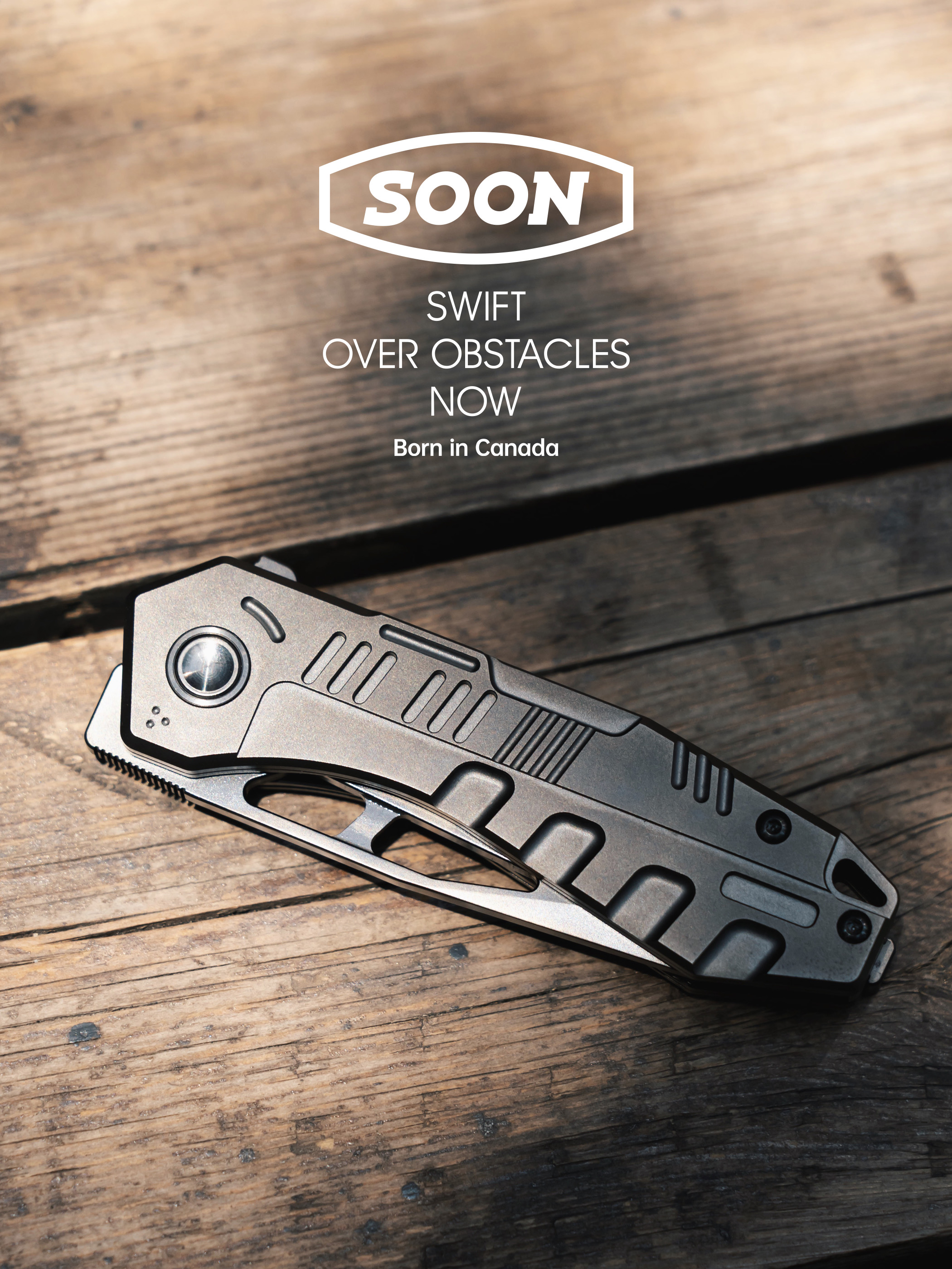 SOON titanium knife on wood